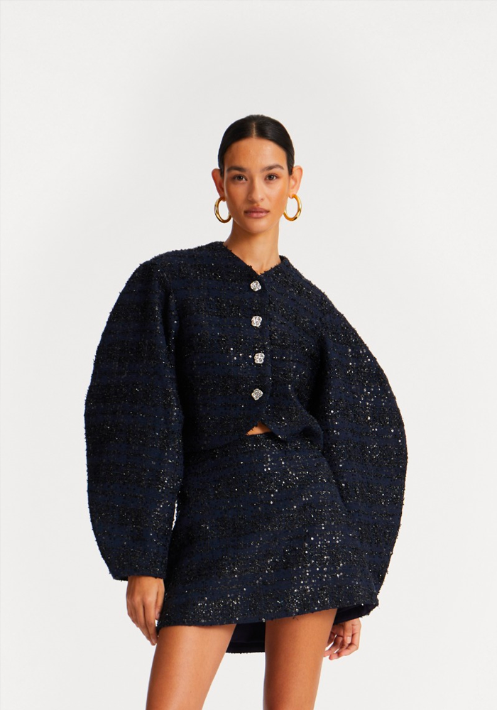 Veste Courte Boucle Bleu Marine