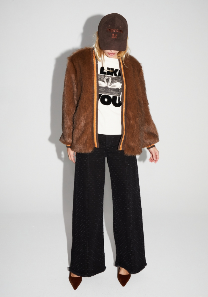 Veste Fausse Fourrure Nova Chocolat - Imprévu