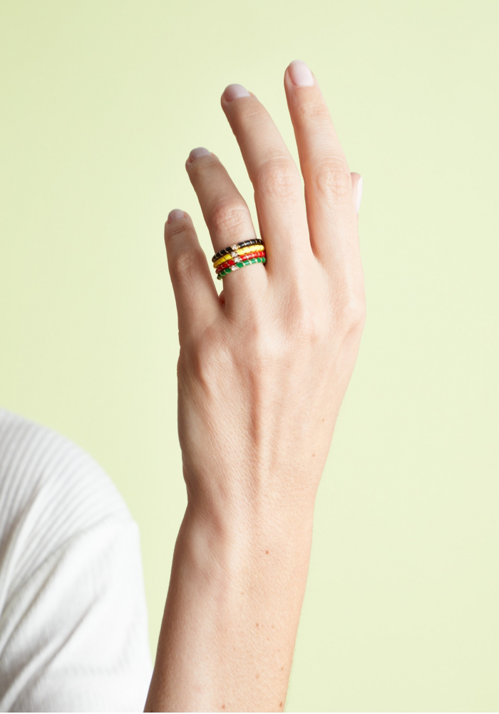 Bague Alliance Mini Torsadé Rouge - Yvonne Léon
