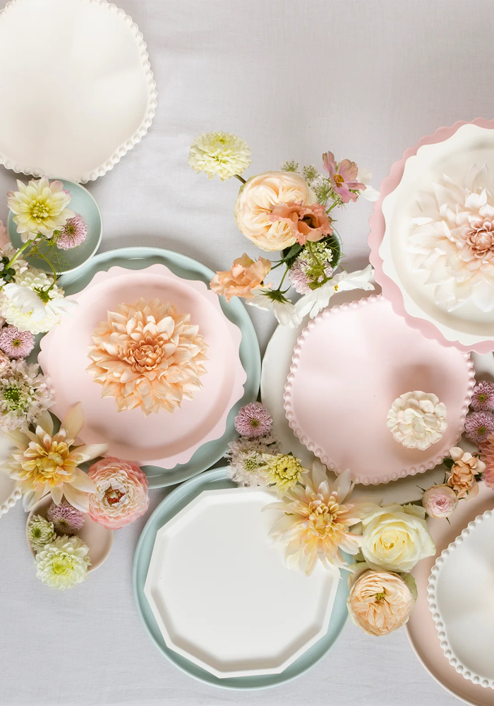 Lot De 8 Assiettes Roses Petit Modèle Dentelées - Meri Meri
