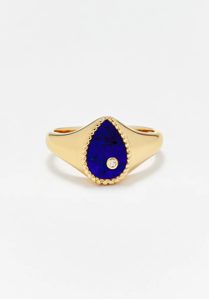 Bague Baby Chevalière Poire Lapis - Yvonne Léon