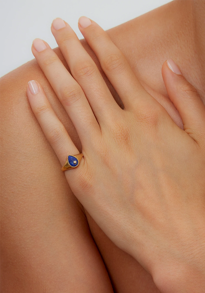 Bague Baby Chevalière Poire Lapis - Yvonne Léon