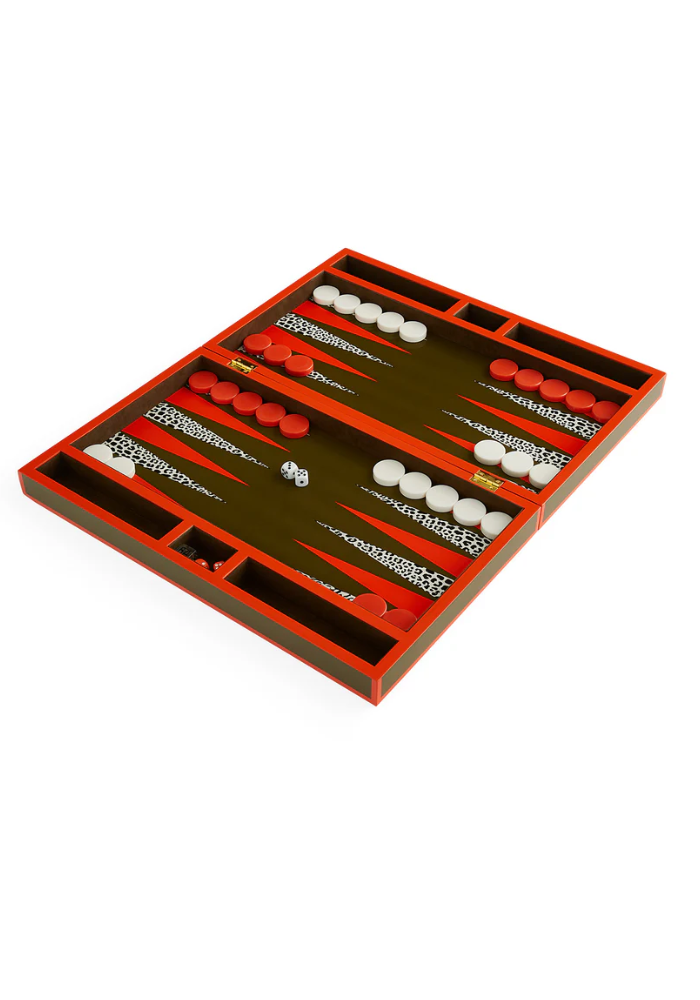 Backgammon Leopard Olive - Jonathan Adler