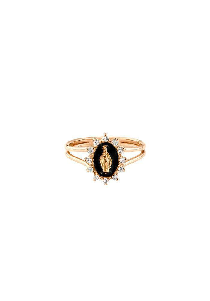 Bague Petite Madone Suprême Or Rose Et Diamants Noir