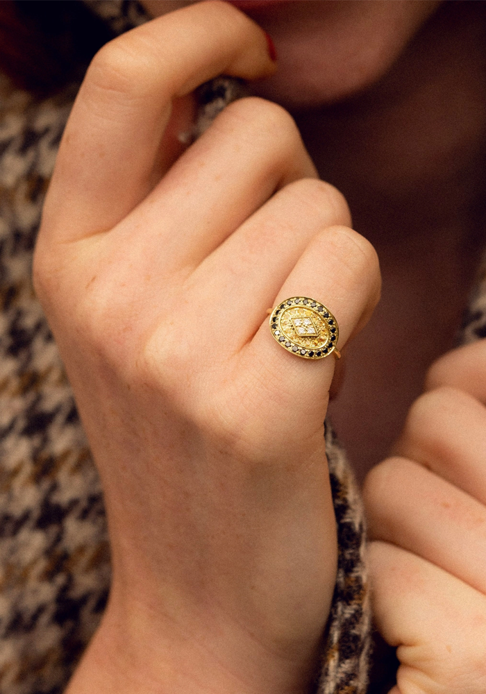 Bague Athena 1 Noire - Sophie D'Agon