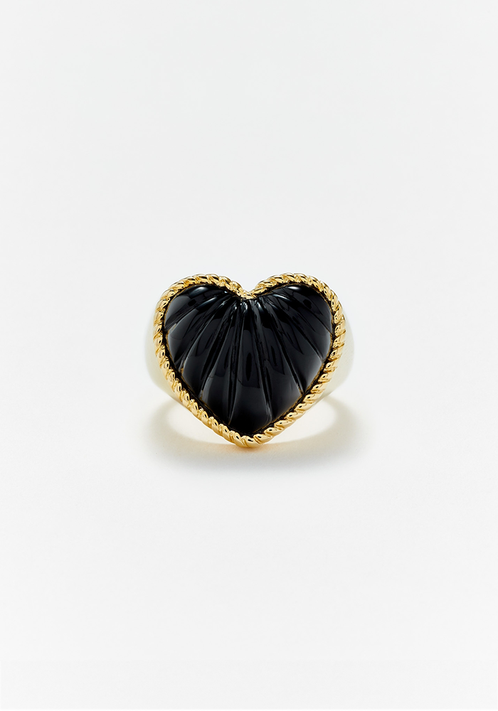 Black Onyx Shell Signet Ring