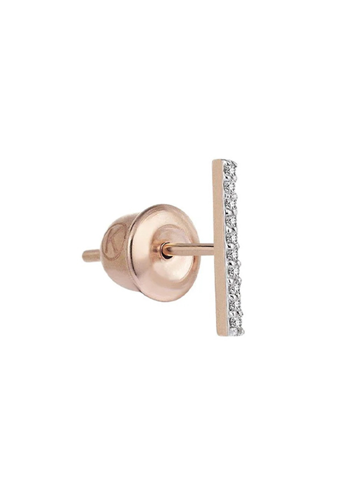 Boucle D'oreille Barrette En Diamants Blancs Et Or Rose - Kismet By Milka