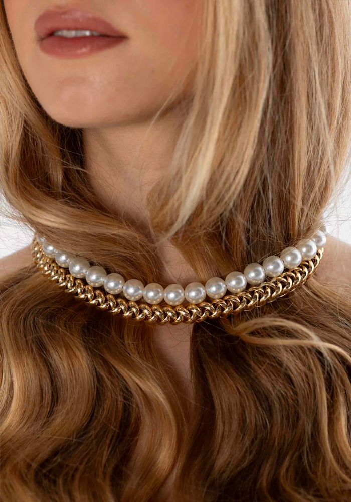 Collar con coletero de cadena dorada Bichou
