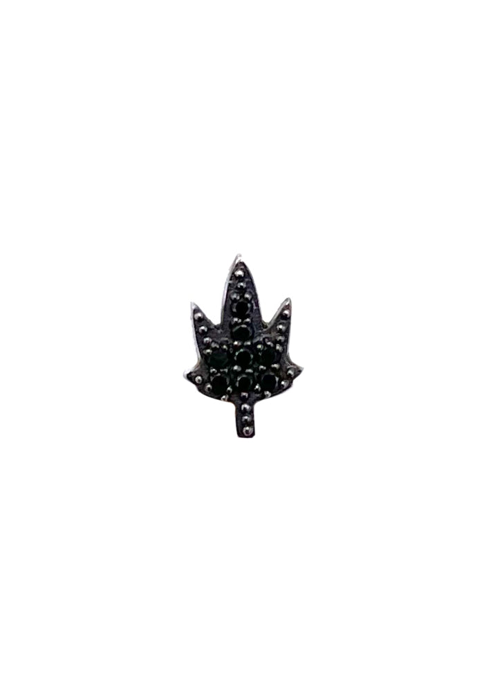 Boucle D'Oreille Cannabis Diamants Noirs