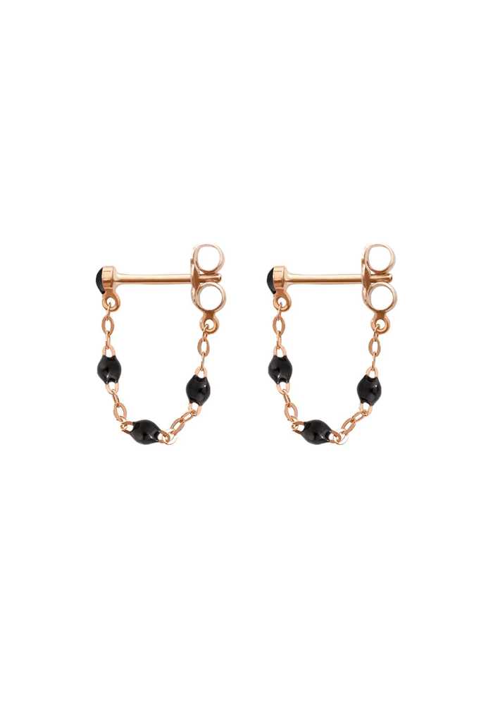 Boucles D'Oreilles Classique Gigi Or Rose Et Résines Noire - Gigi Clozeau