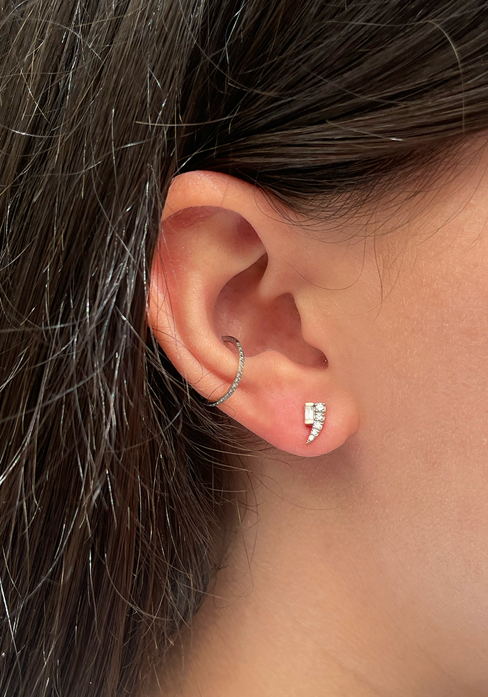 Boucles D'oreille Diamants Baguette Et Pointe Pavée - Kismet By Milka