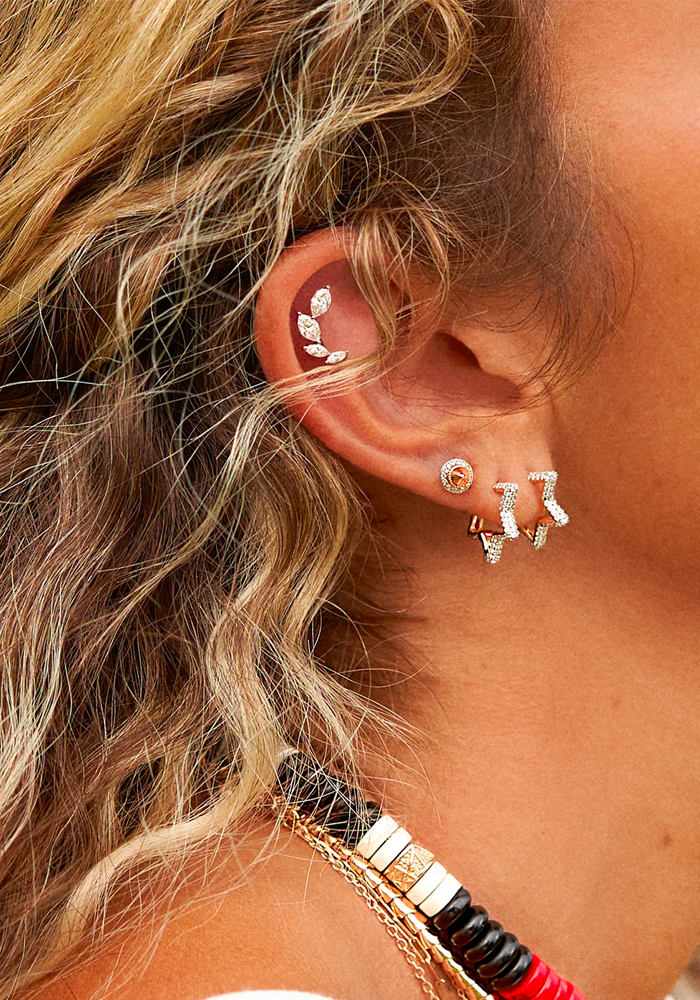 Boucle D'Oreille Pavé Star Hoop - Kismet By Milka
