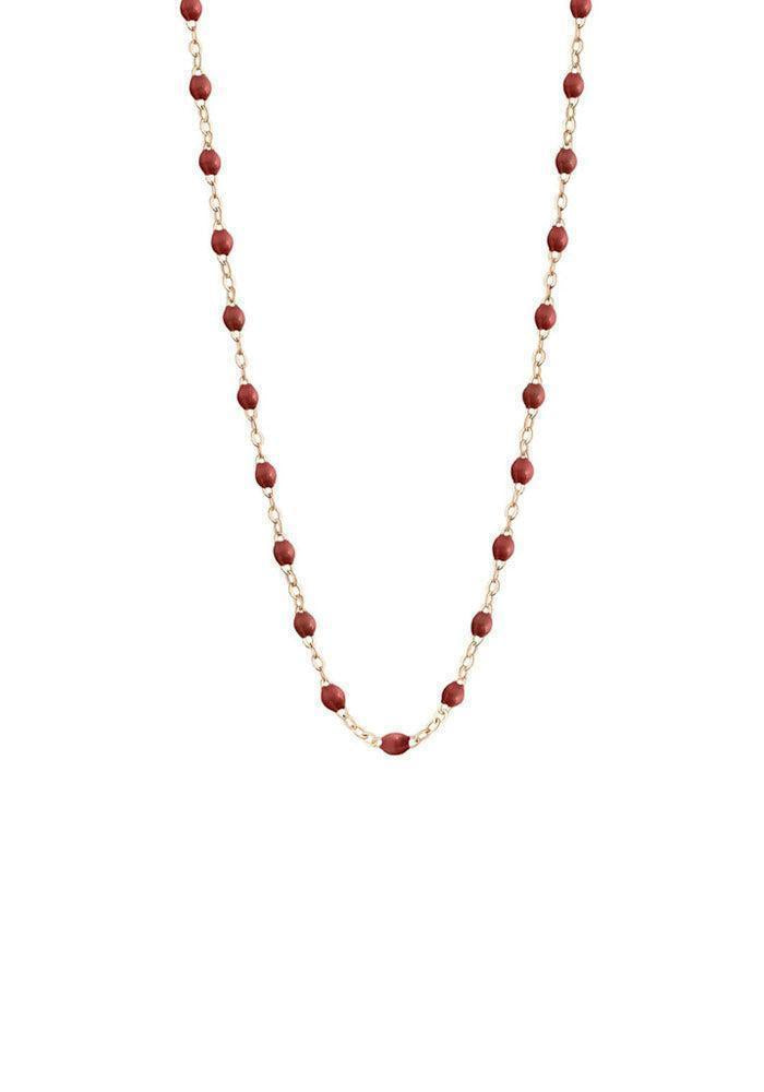Collar Clásico Gigi Oro Rosa Y Resinas Burdeos 42cm