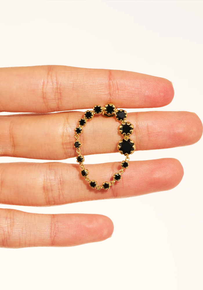Boucles D'Oreilles Rive D'Or Zircons Noirs - Be Maad