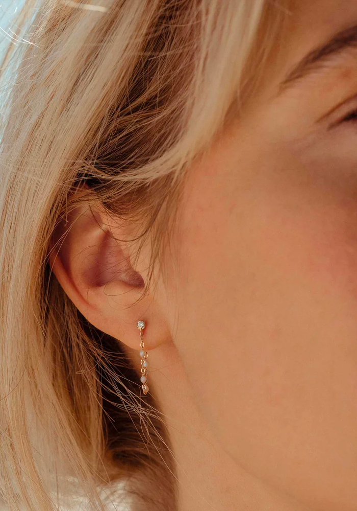 Boucles D'Oreilles Gigi Suprême Diamant Or Rose Et Résines Opale - Gigi Clozeau