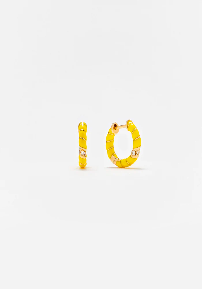Boucles D'oreille Mini Torsadé Jaune - Yvonne Léon