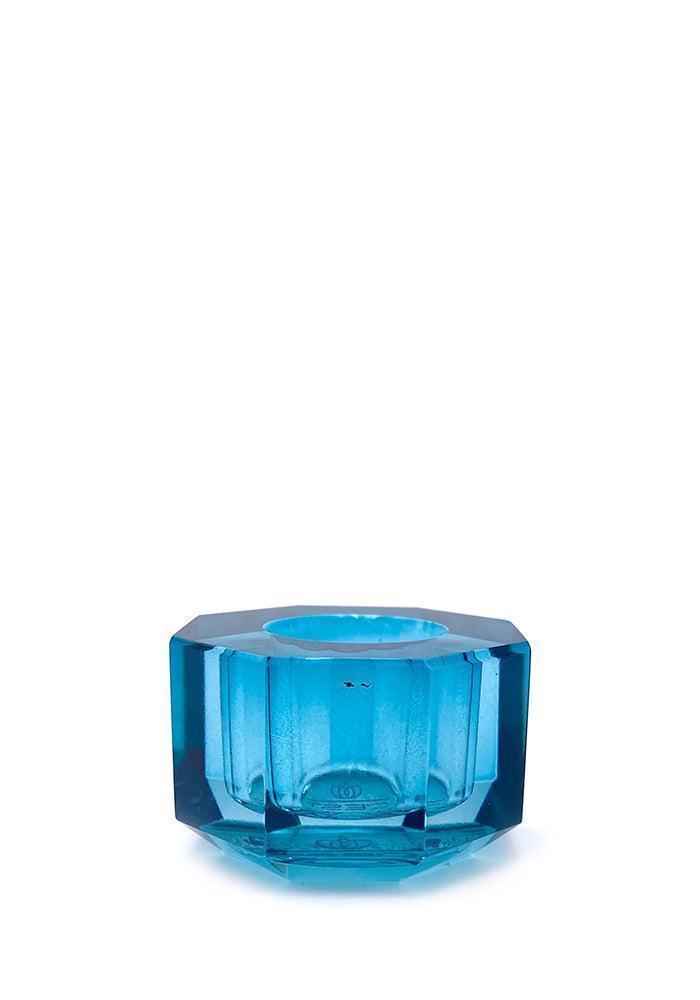 Bougeoir Crystal Facetté Pétrole - Blush Sélection