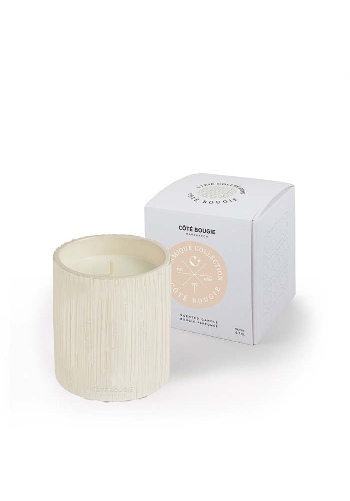 Bougie Céramique Striée Blanche S - Côté Bougie