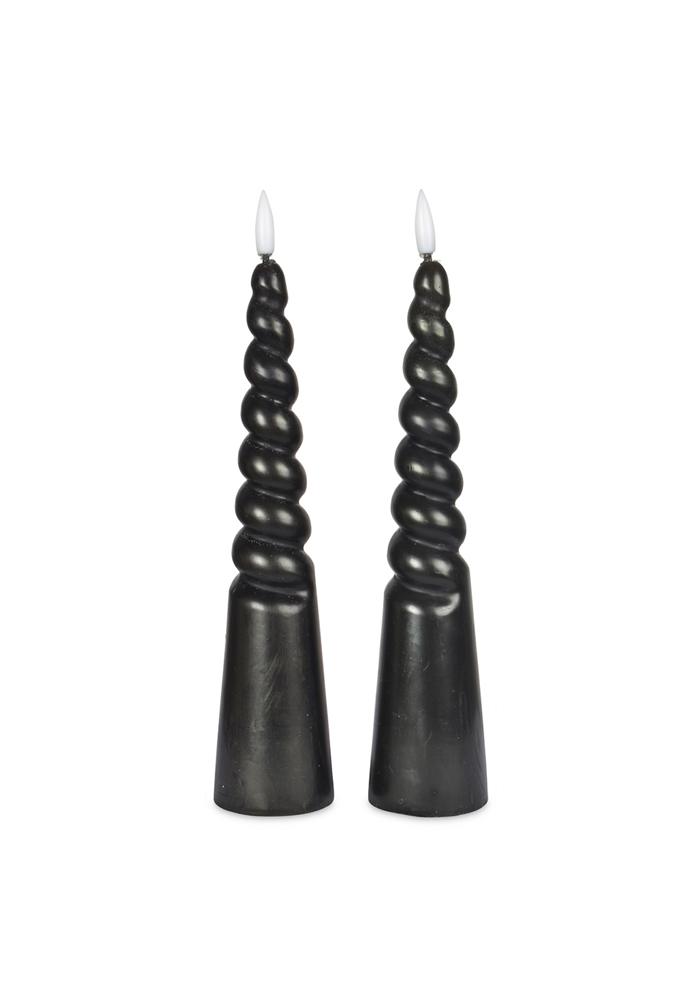 2 Bougies Led Torsadées Noires - Blush Sélection Décoration