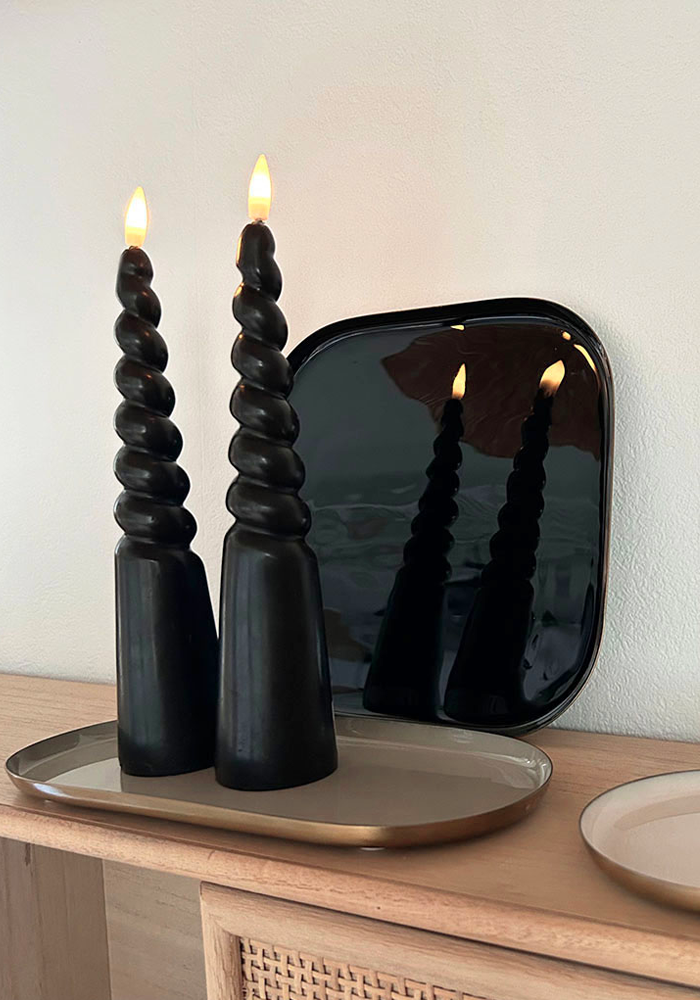 2 Bougies Led Torsadées Noires - Blush Sélection Décoration