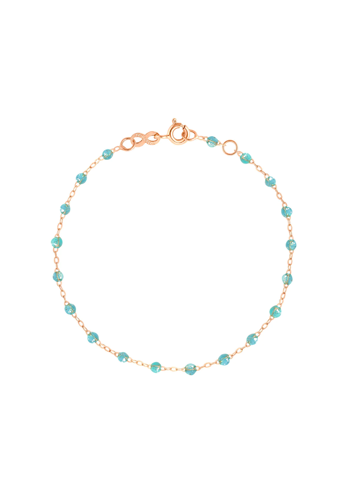 Bracelet Classique Gigi Or Rose Et Résines Aqua 15cm - Gigi Clozeau
