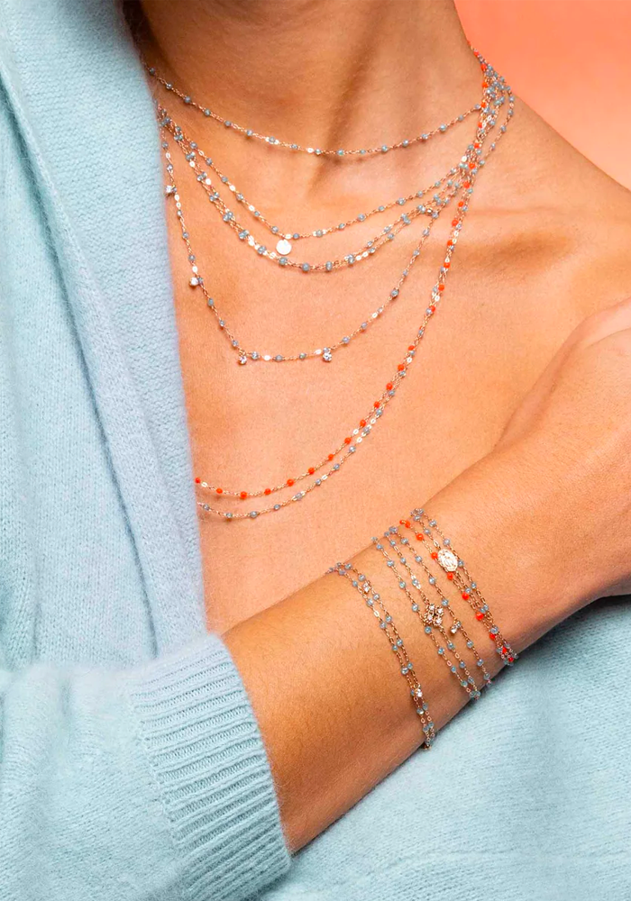 Bracelet Classique Gigi Or Rose Et Résines Aqua 15cm - Gigi Clozeau