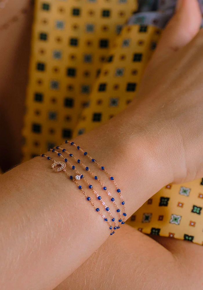 Bracelet Classique Gigi Or Rose Et Résines Bleu De Prusse 15cm - Gigi Clozeau