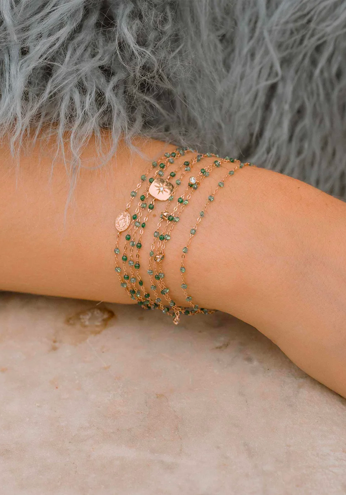 Bracelet Classique Gigi Or Rose Et Résines Menthe 15cm - Gigi Clozeau