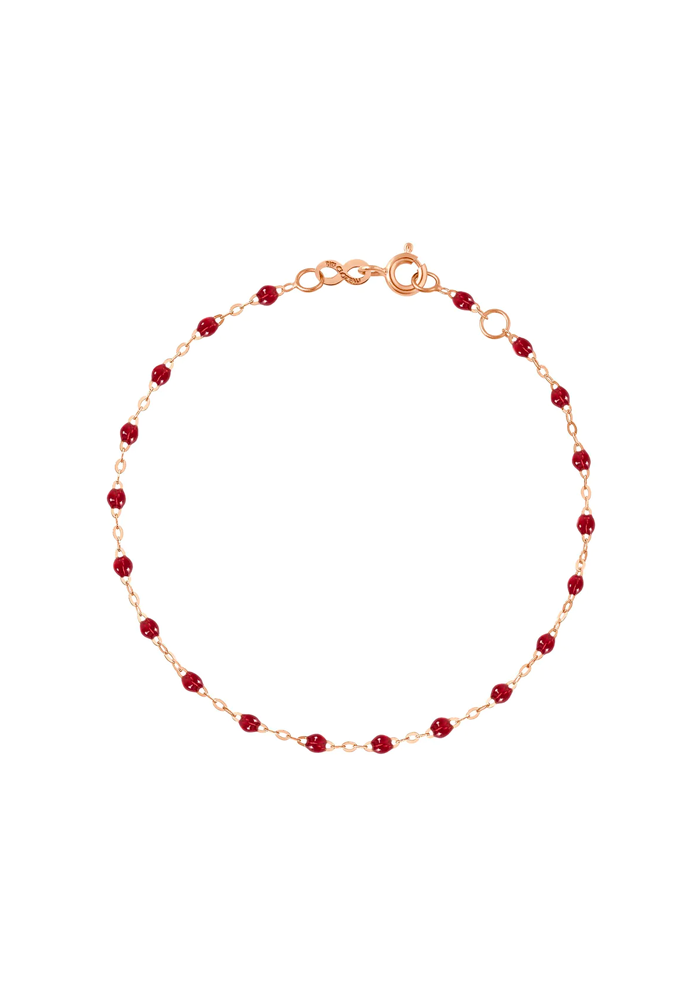 Bracelet Classique Gigi Or Rose Et Résines Rouge 15cm - Gigi Clozeau
