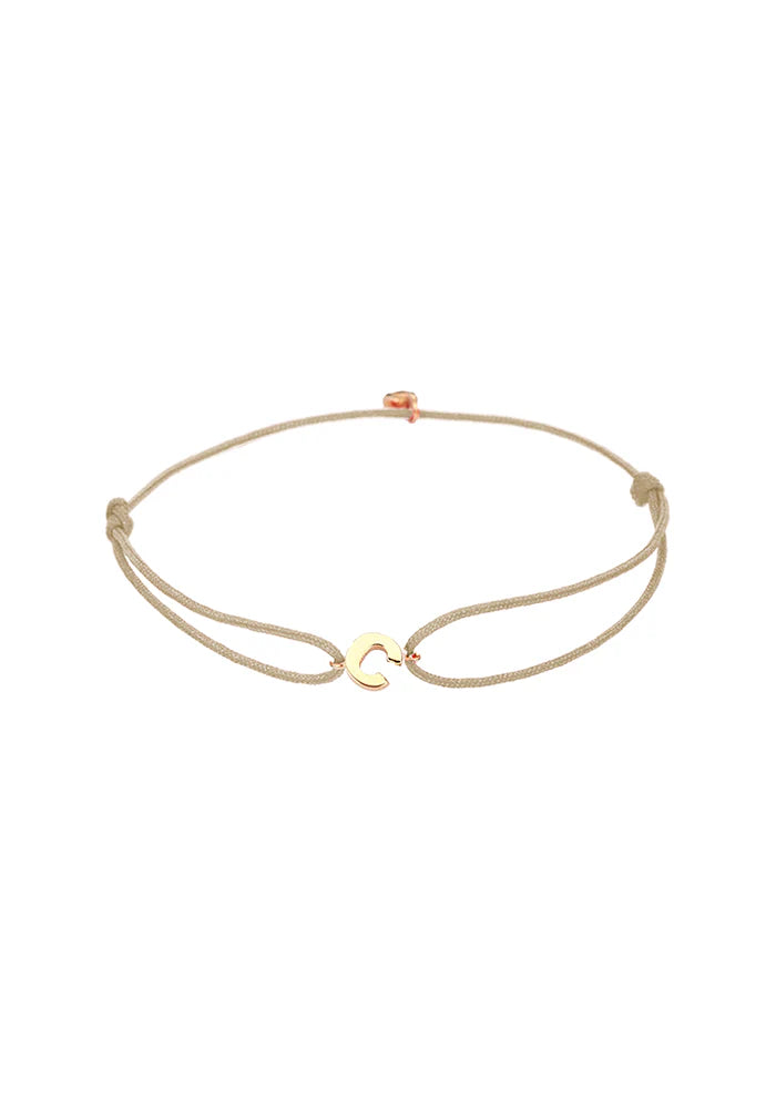 Bracelet Letters Sur Cordon Beige Or Rose - Kismet