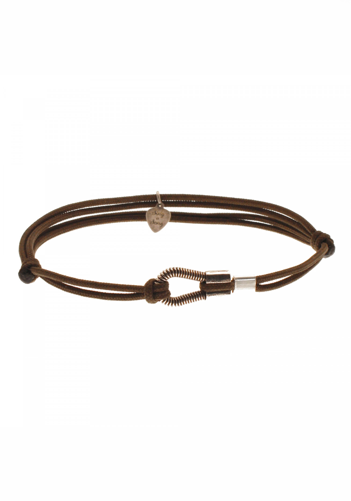 Bracelet Homme Me Corde De Basse & Cordon Kaki - Sing A Song