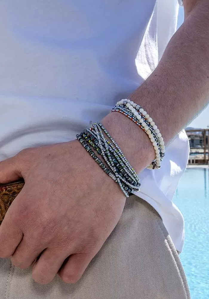 Bracelet 6 Tours Ou Sautoir Bliss Silver Rainbow - Têtes Blondes