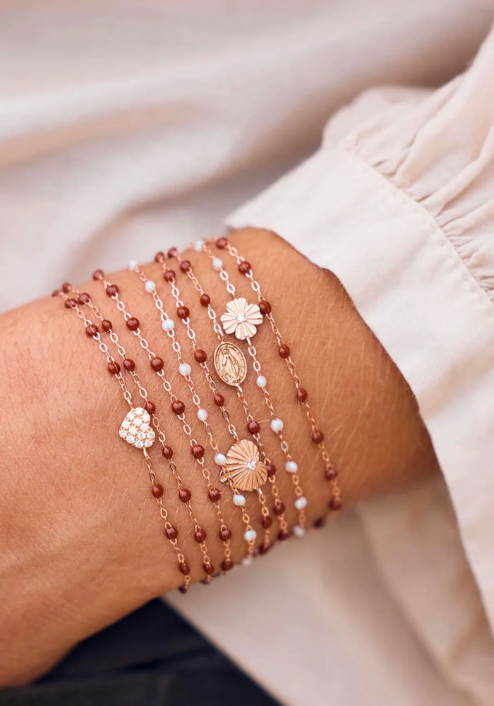 Bracelet Classique Gigi Or Rose Et Résines Moka 17cm - Gigi Clozeau
