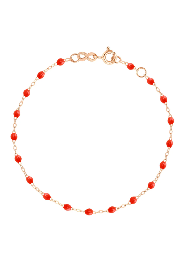 Bracelet De Cheville Classique Gigi Or Rose Et Résines Corail 24cm - Gigi Clozeau