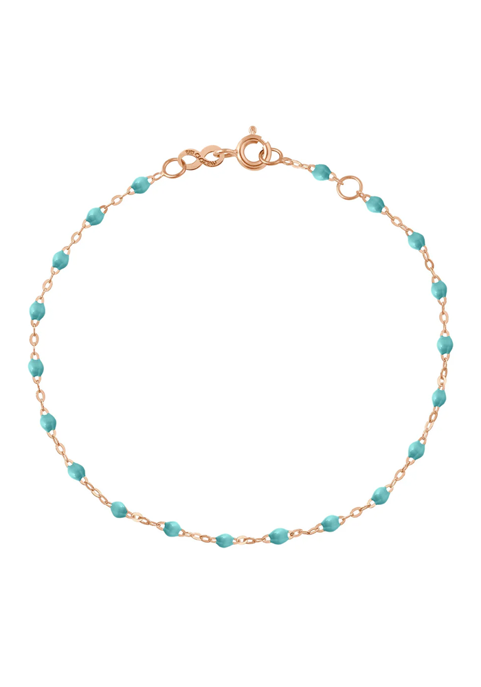 Bracelet De Cheville Classique Gigi Or Rose Et Résines Turquoise Vert 24cm - Gigi Clozeau