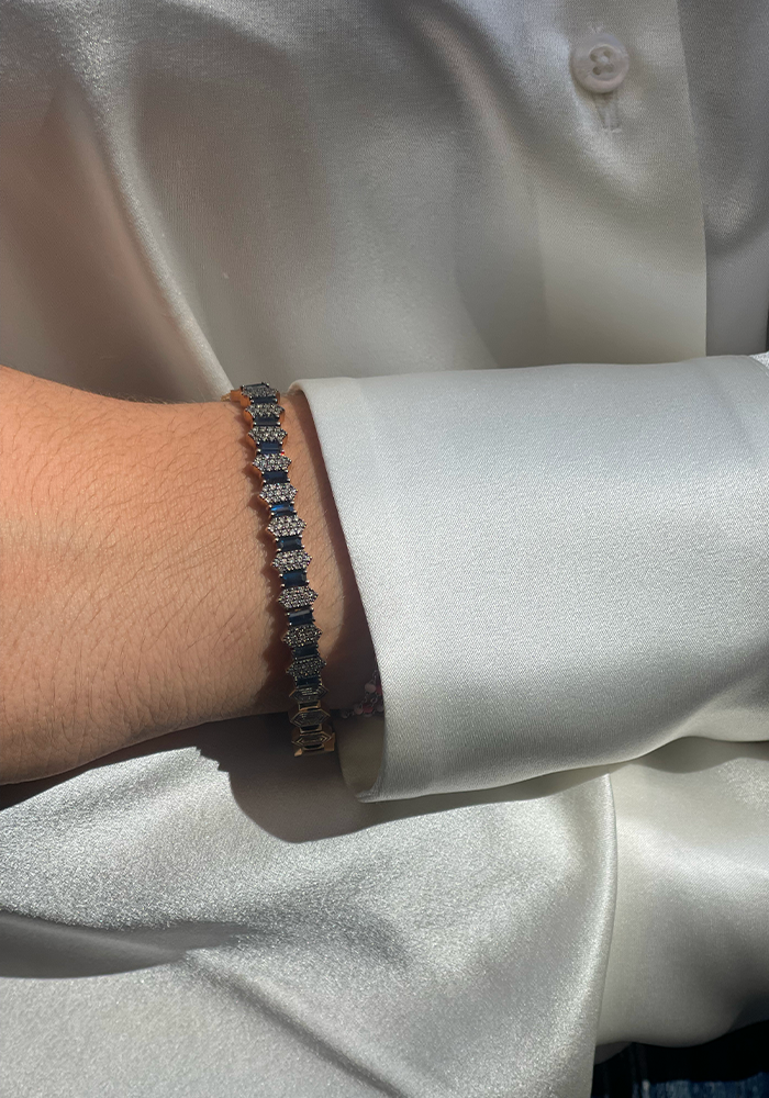 Bracelet Gatsby En Saphir Bleu Et Diamant Champagne - Kismet By Milka