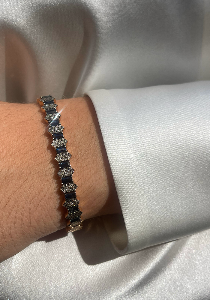 Bracelet Gatsby En Saphir Bleu Et Diamant Champagne - Kismet By Milka
