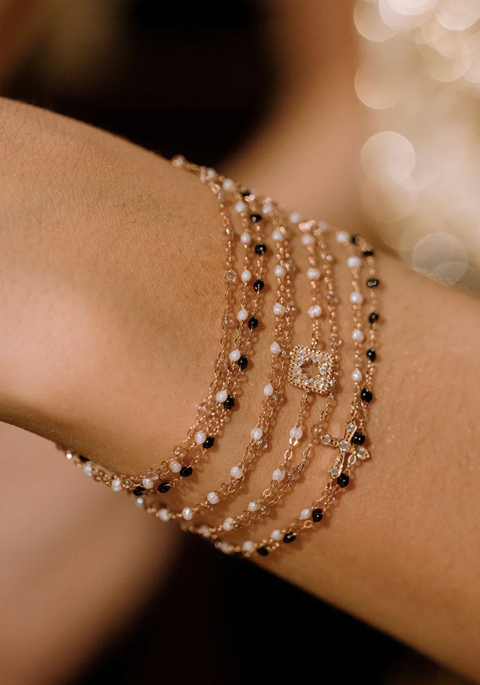 Bracelet Classique Gigi Or Rose Et Résines Noires 15cm - Gigi Clozeau