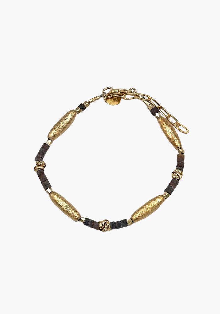 Bracelet Prism Plaqué Or Et Coquillages Gris - Hanka Ïn