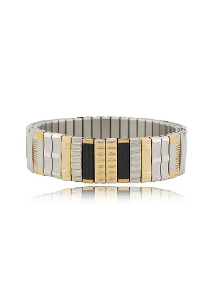 Bracelet Sig 14 Doré, Argent Et Noir - Sigal