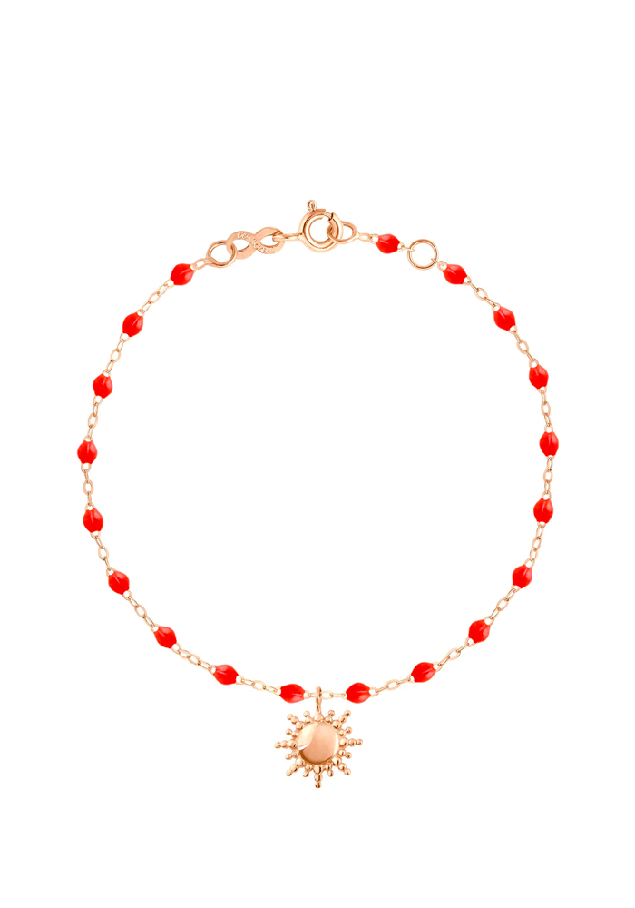 Bracelet Soleil Or Rose Et Résines Corail 17cm - Gigi Clozeau