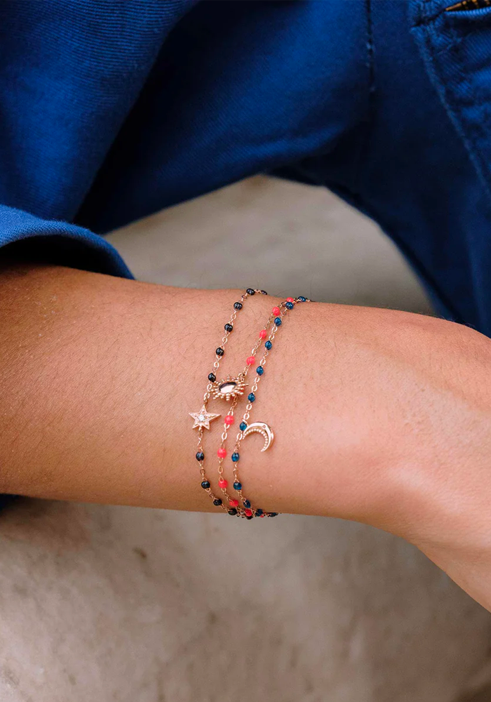 Bracelet Soleil Or Rose Et Résines Corail 17cm - Gigi Clozeau