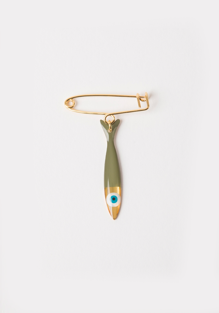 Broche Sardine XXS Kaki - Bords De L'Eau