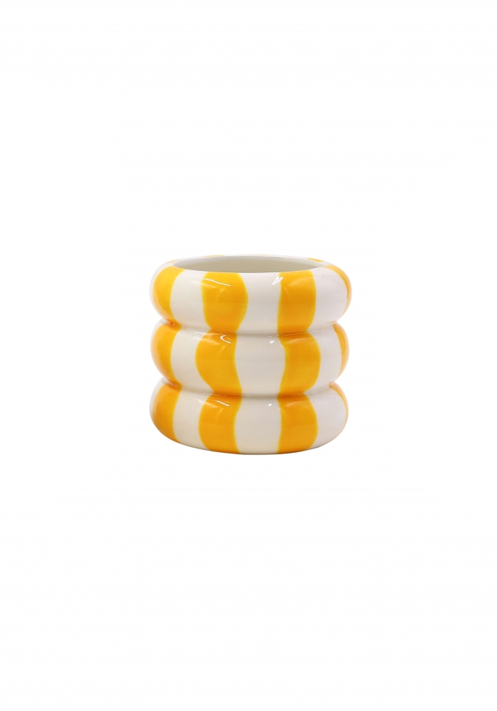 Cache Pot Lia Rayures Jaunes - Blush Sélection