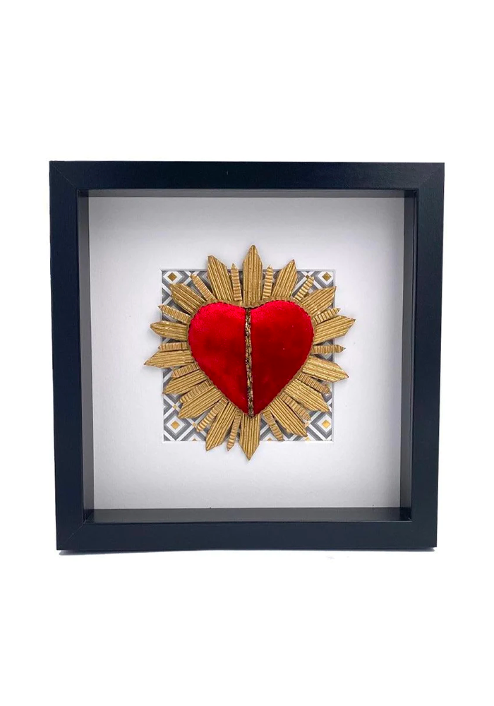 Cadre Coeur Velour Géométrique