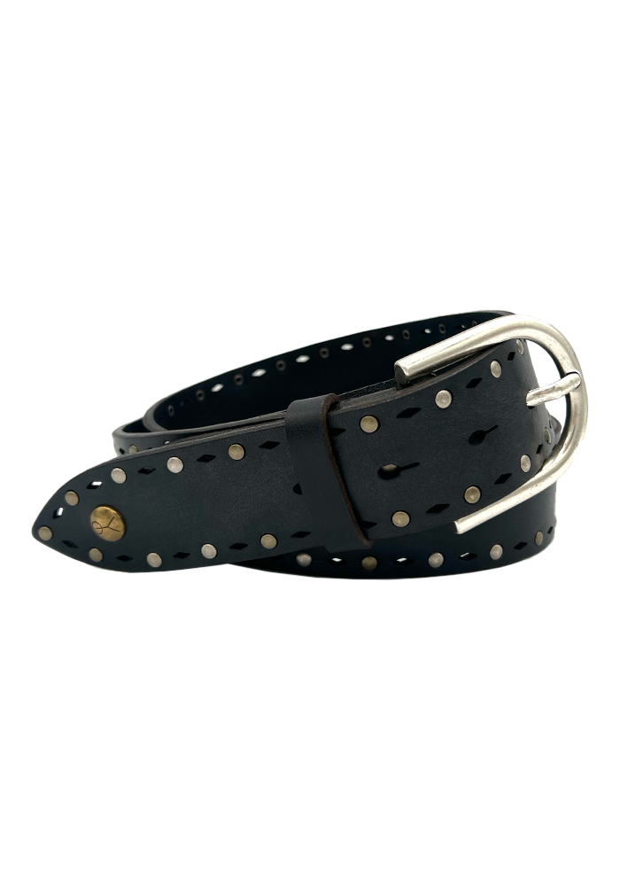 Ceinture Cuir Avec Clou Noire - Yolete