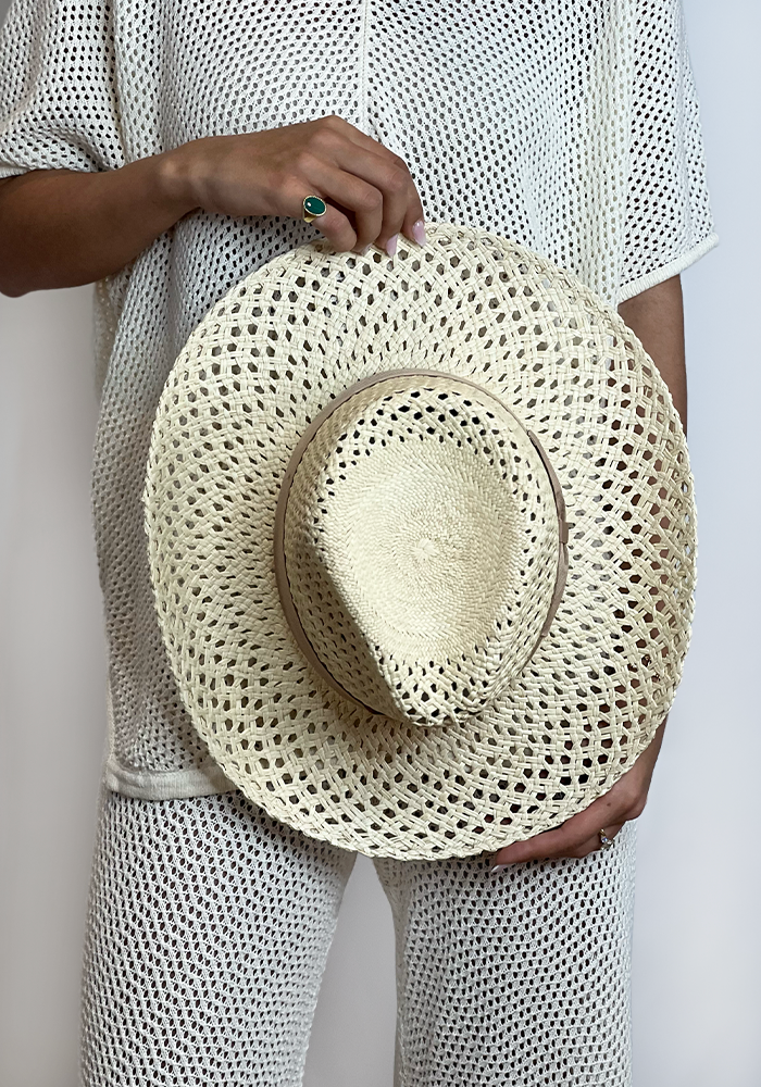 Chapeau Panama Paille Naturelle Beige - Blush Sélection Accessoires