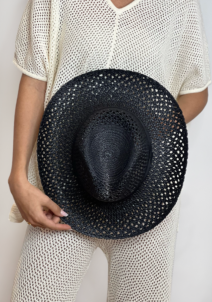 Chapeau Panama Paille Naturelle Noir - Blush Sélection Accessoires