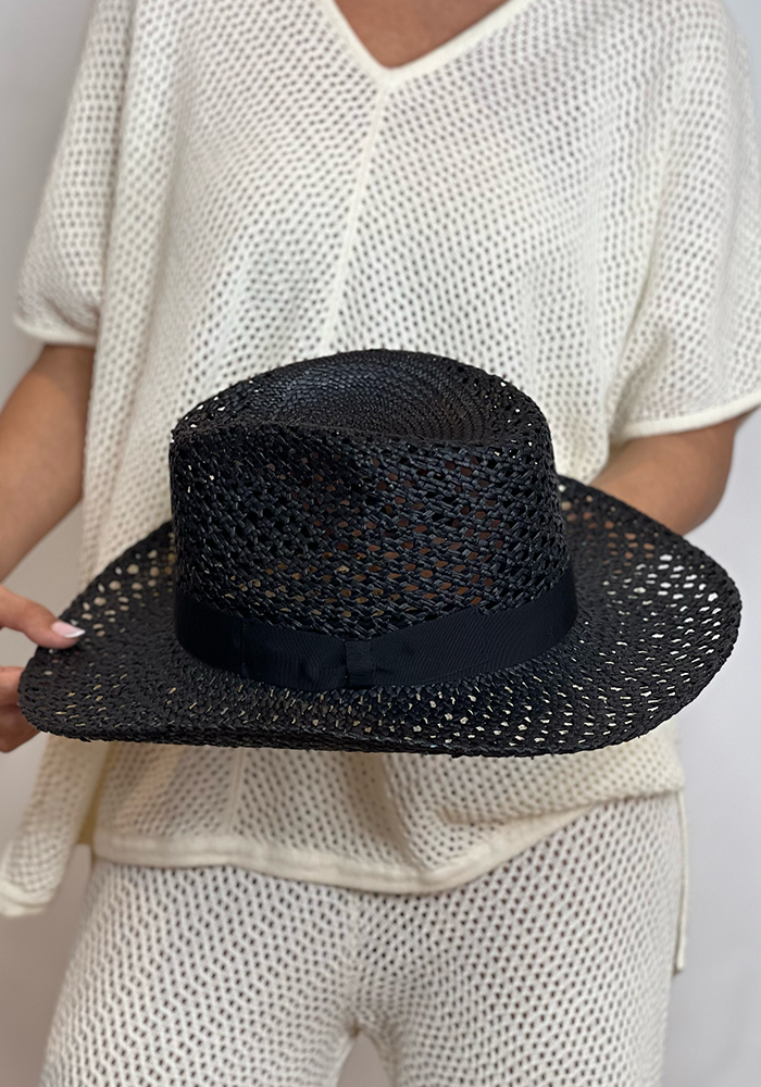 Chapeau Panama Paille Naturelle Noir - Blush Sélection Accessoires