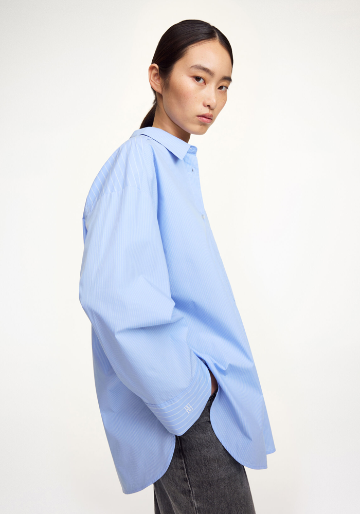 Chemise Derris Blue Iris Stripe Small - By Malene Birger
